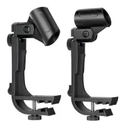 2 Pack Drum Microphone Clip Adjustable Drum Rim Mic Clips Drum Mic Mount Clamp