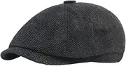 [AAED] Men's Flat Cap Peaky Herringbone Tweed Retro Flat Cap Gatsby Cap Peaky Blinders Hat, Gray