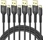 Micro USB Cable [4-Pack 1M/1M/2M/2M], Nylon Braided USB Micro Cables, Android Charger Cable for Samsung Galaxy S7 S6 S7 Edge S5,PS4 Controllers, Camera,MP3-Black