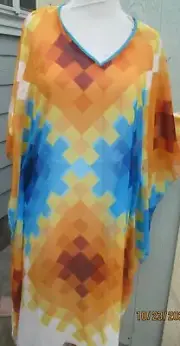 Boho Caftan Batwing new Printed chiffon caftan top/poncho
