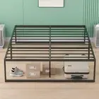 Queen Size Metal Bed Frame with Extra Storage Space, Bed Base with Reinforced Le