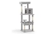 Petzly Cat Tree Tower Scratching Post 142cm Grey