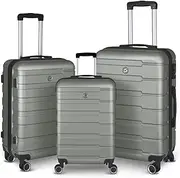 [SPOFLYINN] 3 Piece Hardshell Luggage Suitcase Sets Hardside Carryon Luggage Set with 360 Degree Spinner Wheels for Travel (20"/24"/28")