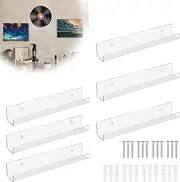 6PCS Vinyl Record Shelf, 12 Inch Vinyl Record Wall Mount Shelf Set, Floating Shelves for Vinyl Record, Clear Acrylic Album Record Holder Display Shelf for Album Covers Home Decoration