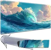 HTTYYTRYT for MTG Playmat Non-Slip Rubber Play Mat with Storage Bag Combination, Ideal for Card Game Lovers TCG Play Mat, Sea Roll