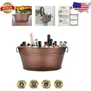 Farmhouse Style Hammered Beverage Bucket - 16-Bottle Oval Chiller with Handles