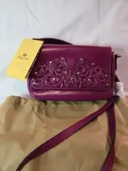 Patricia Nash Small Magenta Tooled Crossbody Purse New With Tags And Dust Bag
