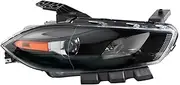 Right Headlight Assembly with Black Bezel, Halogen Passenger Side Compatible with 2013-2016 Dodge Dart CH2503240