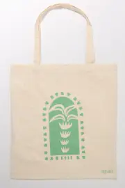 Green Print Tote Bag Printed Balmy Palm