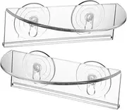 MOBUTOFU 2pcs Practical Plant Holders Acrylic Potting Racks Household Plant Holders Transparent Potting Racks Practical Potting Racks Suction Cup Plant Shelf Small Plant Shelf