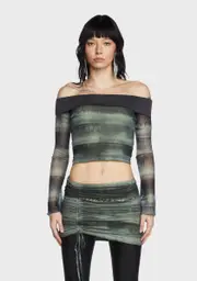 [Edikted] Terah Fold Over Mesh Top