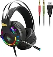 leveraYo Professional Headset?Comfortable Ear Headphones with Noise Reduction Microphone Wired Earphone for Laptop Games ? Black, Noise Cancelling