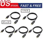 5pk Displayport to Display Port 1.2 Cable 4K@144HZ DP Male to Male For PC TV 6ft