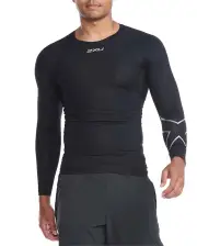 2XU Core Compression Mens Long Sleeve Running T-Shirt - Black/Silver - L