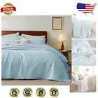 Lightweight King Size Quilts with Elegant Basket Weave in Sky Blue - 3 Piece Set
