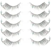 Healeved 5 Pairs Faux Lashes Individual Lashes Set for Women Party Makeup Enhancement