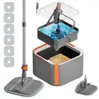 Upgraded Spin Mop and Bucket Self-Standing Mop Bucket Separate Dirty and Clea...