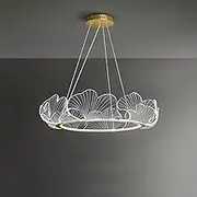 CJLWSLCO Simple Creative Chandelier Ginkgo Biloba Round Acrylic Pendant Light Modern Minimalist LED-Tri-Color Dimming Living Room Hanging Lamp Dining Room Bedroom Chandelier Clothing Store Lighting Fi