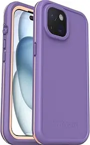 OtterBox Fre Case for iPhone 15 for MagSafe, Waterproof (IP68), Shockproof, Dirtproof, Sleek and Slim Protective Case with Built in Screen Protector, x5 Tested to Military Standard, Purple