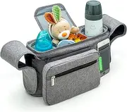 Ethan & Emma Universal Stroller Organizer - Elevate Your Experience w/Insulated Cup Holders, Diaper Storage, Secure Straps, Detachable Bag, Pockets for Phone, Keys, Toys.Smart Parenting