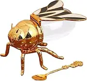 Bee Shaped Honey Jar | Creative Seasoning Container With Spoon,Sugar Holder Bowl, Animal Statue, Crystal Condiment Jar For Home -Breakfast Foods, Desserts, Tea