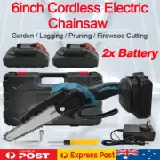 6" Cordless Electric Chainsaw 2X Battery-Powered Wood Cutter Tool For Makita 18V