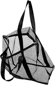 [LALADEFIEE] Beach Bag Storage Bag Beach Mesh Bag Mesh Tote Bag for School Large Beach Bag Mesh Beach Tote Men Tote Bag Family Beach Tote Heavy Duty Mesh Bag Black Nylon