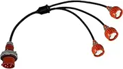 Adapter Splitter Extension Lead CEEform 16A 5 Pin Plug to 3 x 3 Pin 15A Flat Single Phase Socket, Heavy Duty