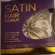 DONNA Satin Hair Donut Prevent Breakage Retain Moisture Protect Ends Black