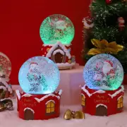 Cute Christmas Snow Globe Desktop Decor Glass Snow Globe with Light and Music