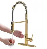 Kitchen Faucet Touchless with Pull Down Sprayer Gimili Brushed Gold Finish