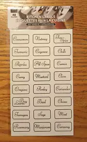 48 Kitchen self adhesive labels, spices, herbs, jars - English