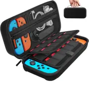 T Tersely Carry Case for Switch OLED and for Nintendo Switch with 20 Game Cards Holder, Protective Hard Portable Travel Bag Cover Shell Pouch Mesh Pockets for Accessories, Switch Carrying Case