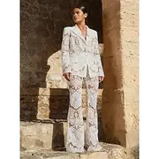 Pantsuit Mother of the Bride Dress Elegant Shirt Collar Ankle Length Lace Long Sleeve with Solid Color 2025