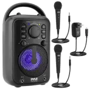 Pyle 4in Portable Wireless BT Streaming Speaker 180W ABS Outdoor & 2 Wired Mics