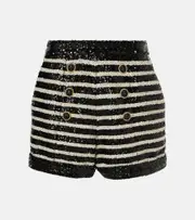 [Balmain] Balmain Sequined striped shorts UK 6 black