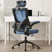 , Ergonomic Mesh Desk Chair, High Back Computer Chair- Adjustable Headrest with Flip-Up Arms, Lumbar Support, Swivel Executive Task Chair (Modern, Portimao Blue)