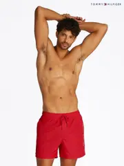 Tommy Hilfiger Red Medium Length Drawstring Swim Trunks (F55112) | $127