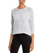 $178 AQUA Cashmere Leopard Print Cashmere Sweater - 100% Exclusive In Greco, S