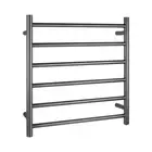 Brushed Gun Metal Grey Round Electric Heated Towel Rack 6 Bars Towel Rail