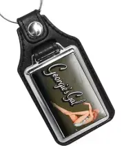 Georgie's Gal WWII Plane Pin Up Girl Design Faux Leather Key Ring