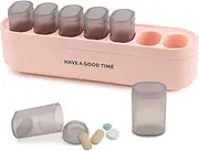 Plastic 7 Day Medicine Pill Organizer, Weekly Portable Pill Box Case Sorter, Detachable Cute Daily Pill Container Keeper for Travel Purse Bag Storage Vitamin Medication Fish Oil Supplement (Pink)