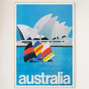 Galrie Sydney Harbour Vintage Travel Poster Retro Australian Wall Art Print Home Décor, Wood Frame, A2 42 x 60cm (16 x 24inch)