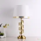 Luxury White Shade Table Lamp LED Gold Desk light Bedroom Bedside Decorative