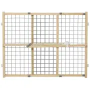 New World Wire Mesh Wood Dog Gate, Pet Gate, Does Not Damage Walls, No Tool A...