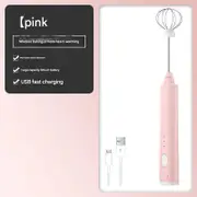 Pink Cordless Egg Beater & Cream Whipper - USB Powered Hand Mixer(Balloon Head)