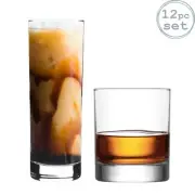 12x Ada Glassware Set Modern Highball Collins Cocktail Glasses Whiskey Tumblers