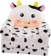 Ｂｅｓｇａ Kids Foldable Sofa for Boys Girls, Small Floor Couch, Comfortable Portable Cartoon Washable Flip Open Lounger for Bedroom, White