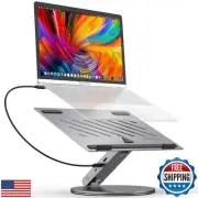 YICOSUN Adjustable Laptop Stand with 6-in-1 USB C Docking Station, 360° Rotat