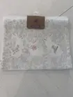 NWT Easter Spring Table Runner Home Decor 14x72 White Easter Bunny Floral Gray